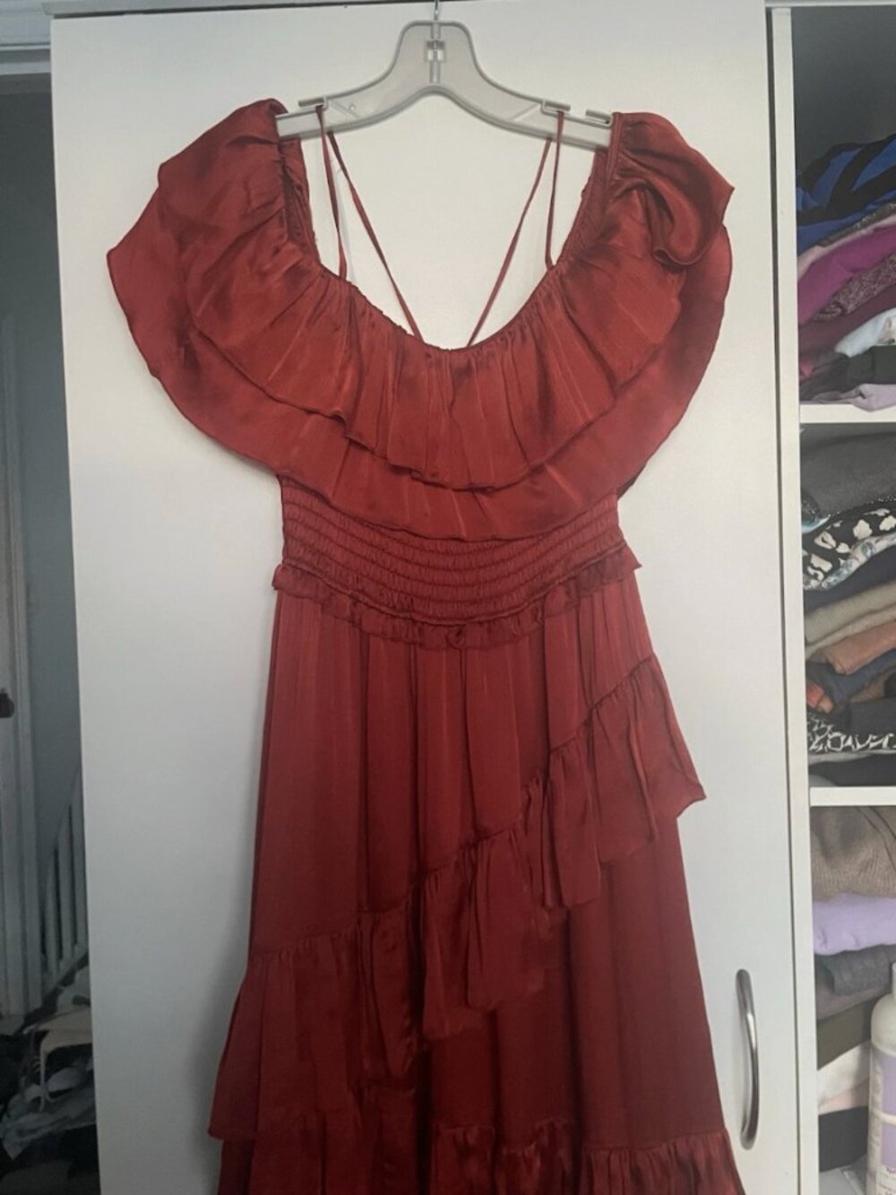Ulla Johnson Louisa Crimson Red women Maxi Dress Size 0 XS Silk ruffles
